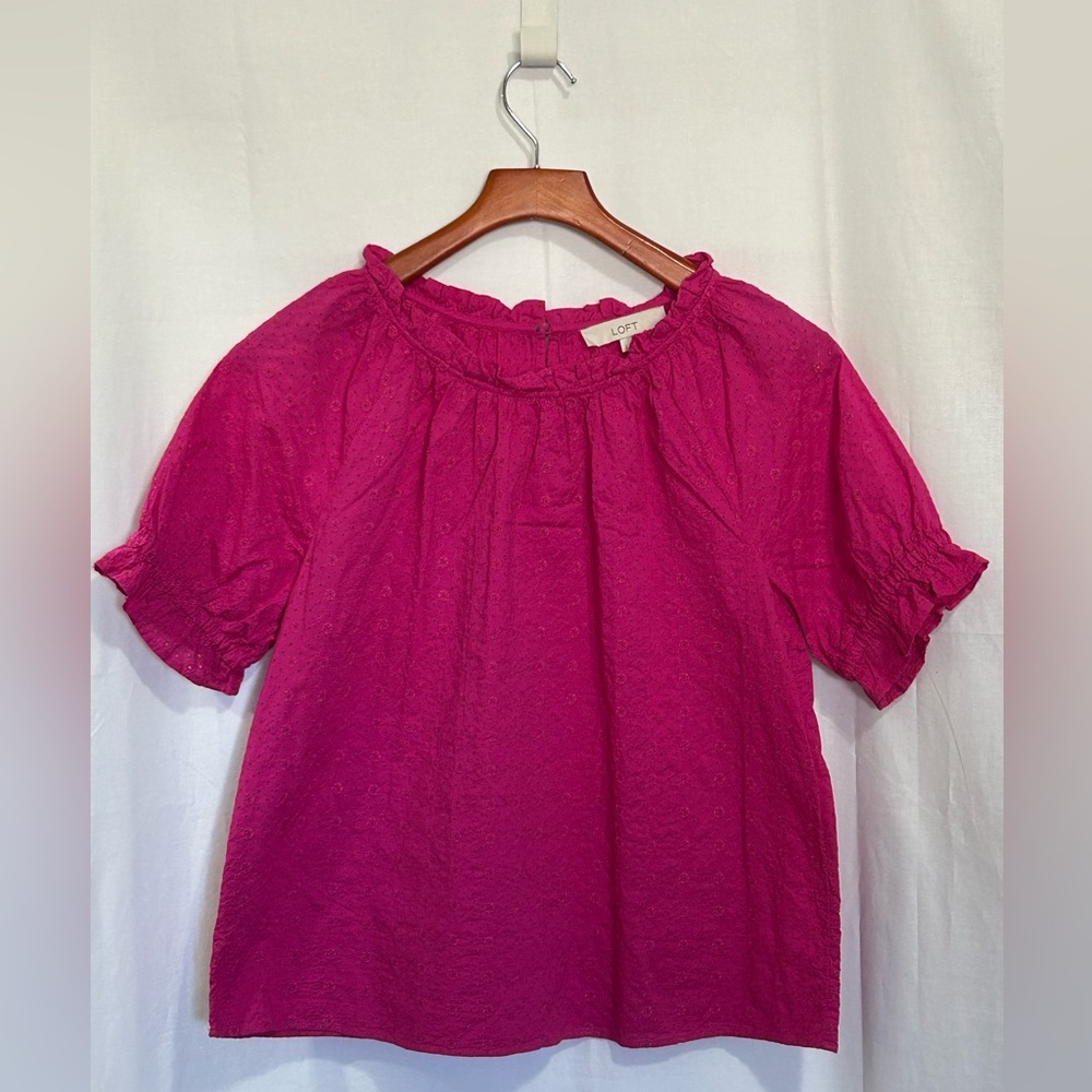 LOFT - Textured Fuchsia Blouse